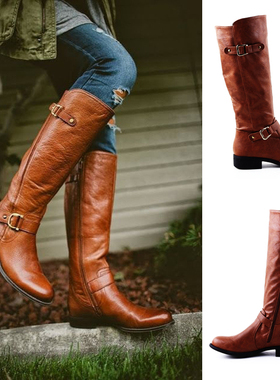 womens leather long boots for ladies flat shoes EUR40 43 42