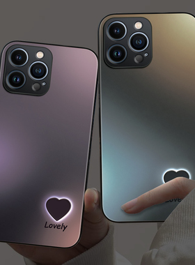 情侣爱心适用于苹果iPhone16promax手机壳苹果15发光14ProMax暗紫色13简约12高级感X潮XR防摔女8高档保护套