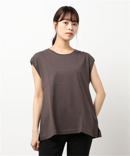USA棉素材的无袖套头衫夏季新品女装T恤宽松A字型纯色日单原单sm2