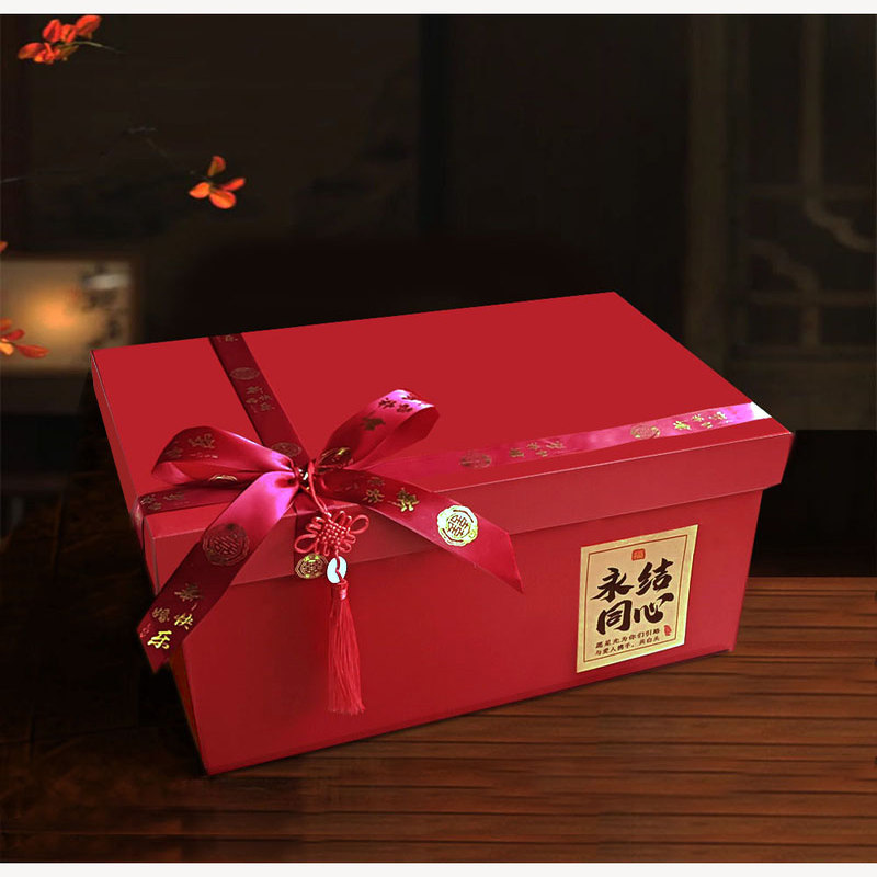 新款婚庆红色蝴蝶结纸盒