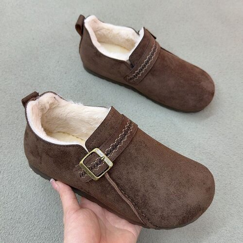 老北京布鞋女冬季加绒保暖棉鞋勃肯鞋防滑软底妈妈鞋休闲豆豆棉鞋
