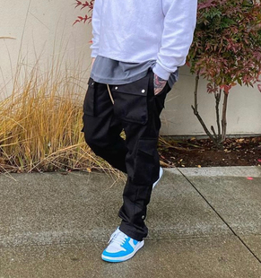 RHUDE cargo pants Vibe风欧美高街大口袋多袋系绳排扣宽松工装裤
