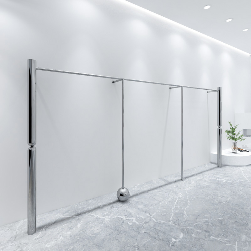 女装店展示架上墙服装店不锈钢拉丝货架儿童男装高档陈列挂衣架子