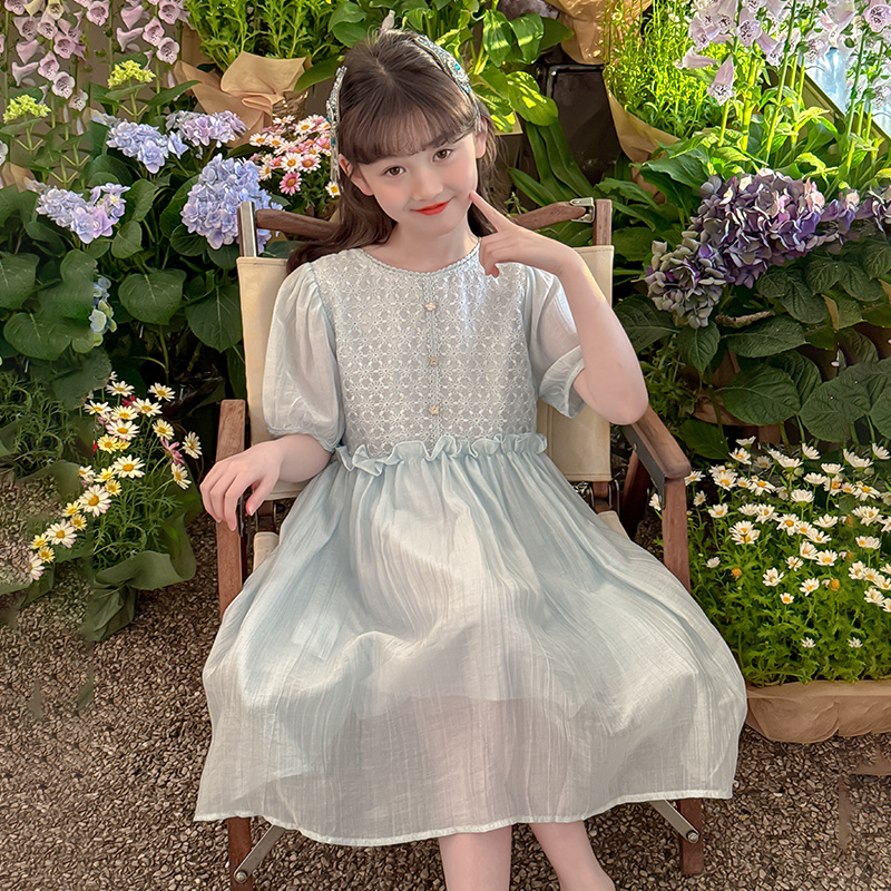 女童夏装连衣裙2025新款儿童裙子女孩夏天公主裙中大童洋气冰丝裙