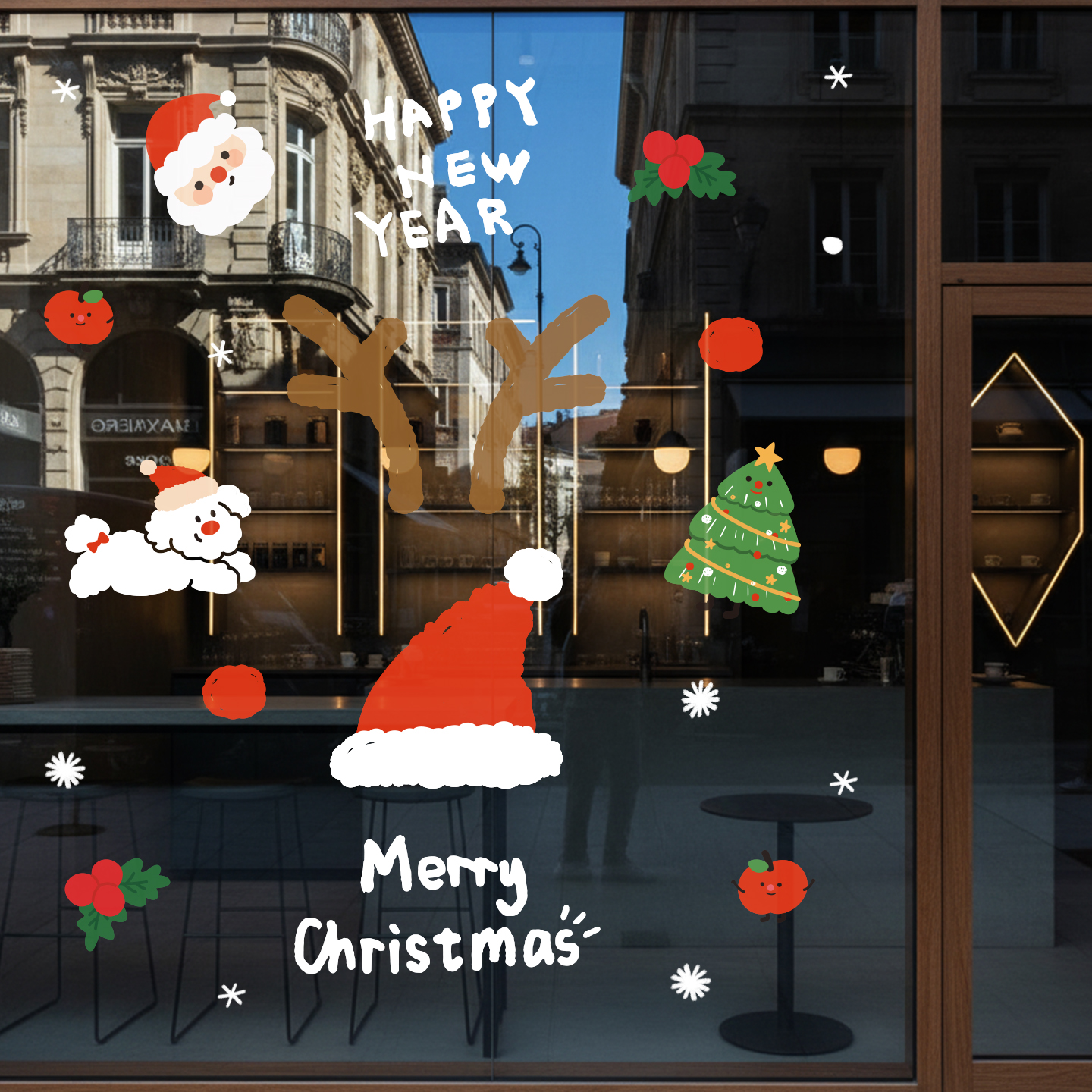 圣诞玻璃门贴【静电免胶】无气泡