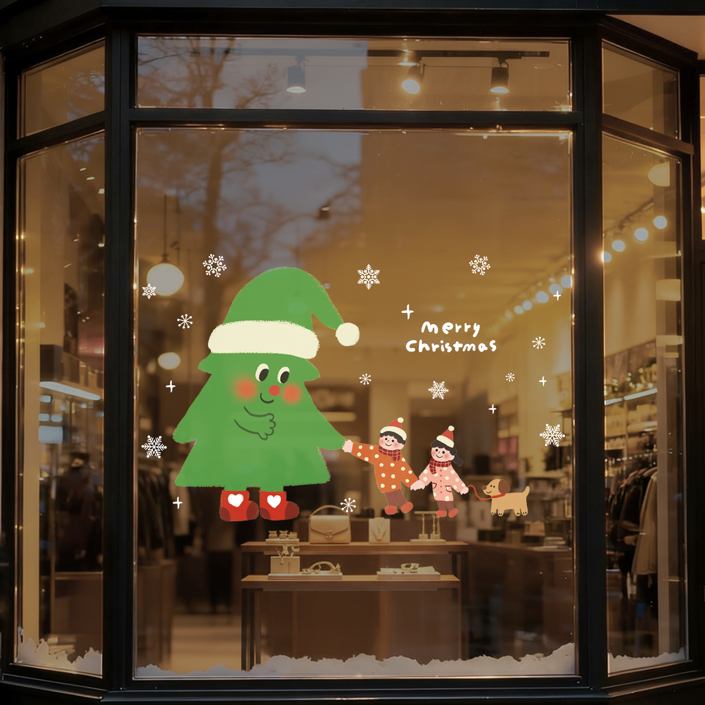 圣诞玻璃门贴【静电免胶】无气泡