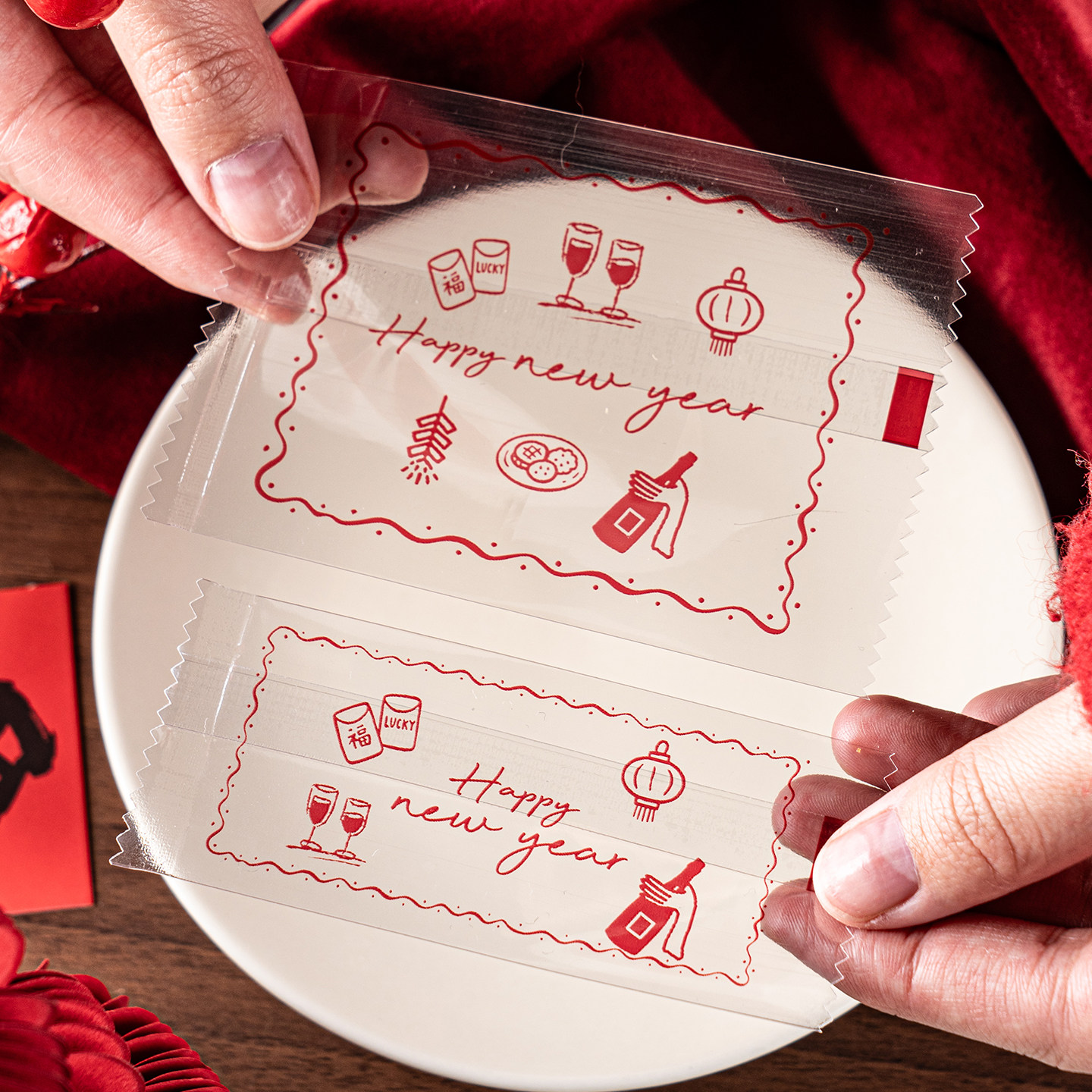 加厚2026新年雪花酥糖果牛轧糖包装袋太妃牛扎饼纸烘焙饼干机封袋