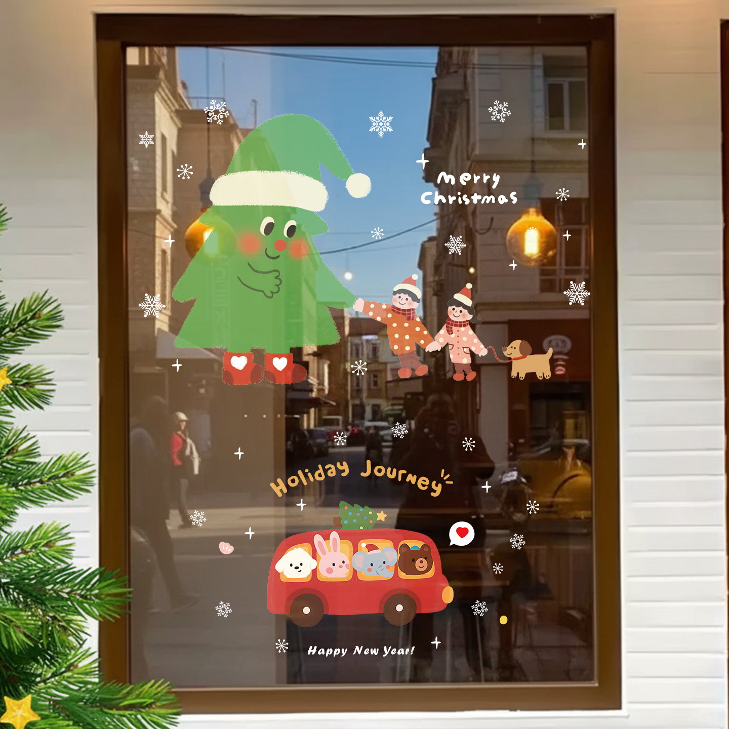 圣诞玻璃门贴【静电免胶】无气泡