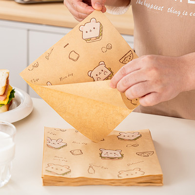 英国三明治包装纸袋食品级汉堡手抓煎饼三文治三角防油打包盒家用