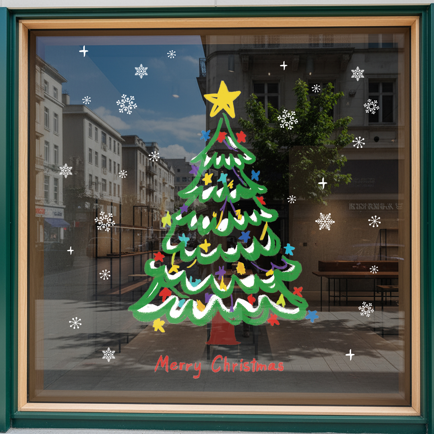 圣诞节装饰品玻璃静电橱窗贴布置