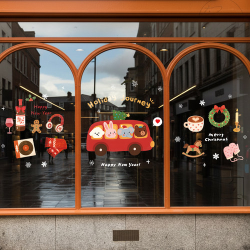 圣诞玻璃门贴【静电免胶】无气泡