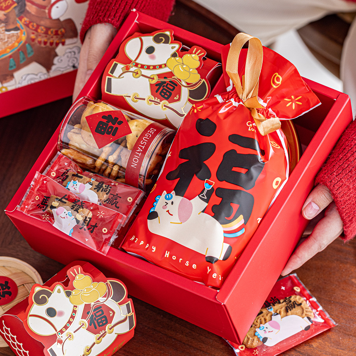 2026新年糖果袋束口抽绳袋雪花酥包装袋饼干曲奇牛轧糖袋子礼品袋