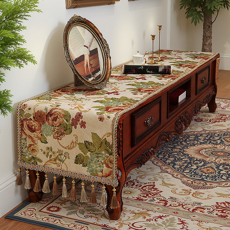 欧式电视柜盖布防尘罩美式长条