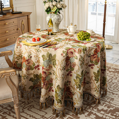 2025新款餐桌布轻奢雪尼尔圆桌布