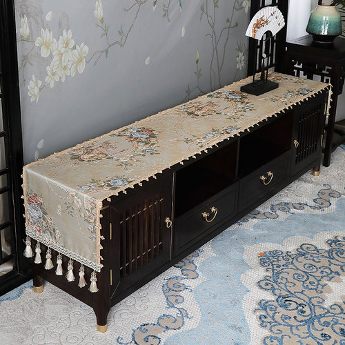 新中式电视柜桌布高档轻奢