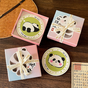 素陶瓷杯垫送老外出国纪念品小礼物 中国特色文创伴手礼成都熊猫元