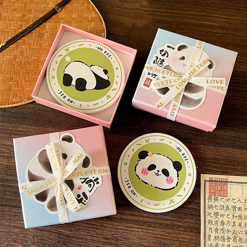 中国特色文创伴手礼熊猫陶瓷杯垫