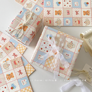 卡通可爱儿童生日礼物包装 纸大尺寸礼盒手工diy材料礼品纸高级感