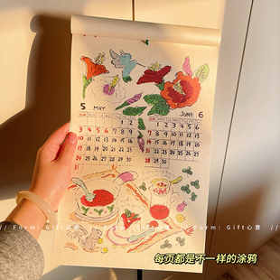 稀奇古怪小玩意2026年尼泊尔手工纸日历手绘挂历年历本生日礼物