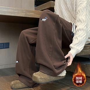 新款 K25891JR 美式 B315 特p42控78 腊肠狗刺绣羊羔绒保暖卫裤 冬季