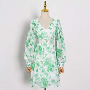 women clothes chiffon silk loose mini beach casual print bow