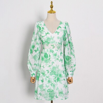 print silk beach women clothes bow casual mini chiffon loose