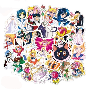 50pcs/pack Japanese anime Sailor Moon Stickers For Cars