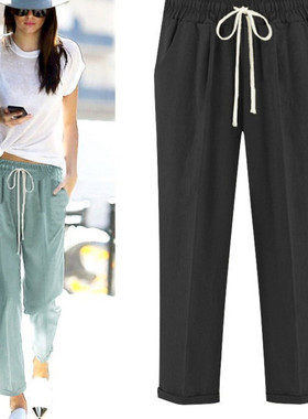 Plus Size Women Harem Pants Loose Summer Trousers休闲哈伦裤