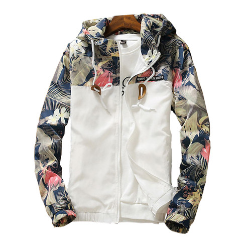 Women's Hooded Jackets 2021 Spring Autumn Floral Causal Wind