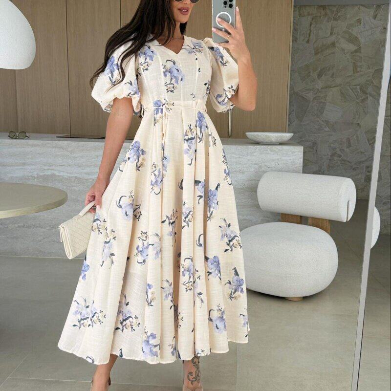 women dress fashion new print ladies skirt 大摆连衣裙