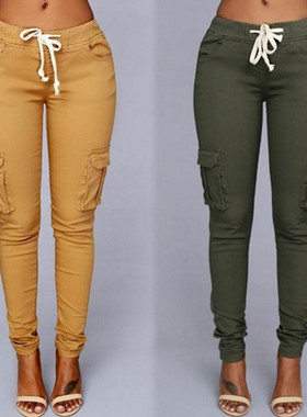 2021Fashion elastic trousers jeans women ladies pants女裤