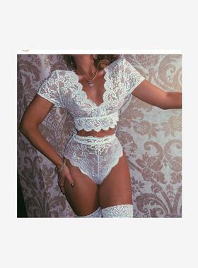 Pajamas home service ladies underwear night skirtV领蕾丝套装