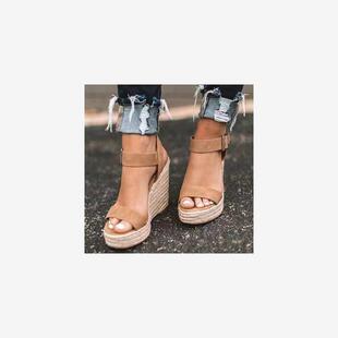 women wedge sandals summer high heel shoes big size 43女凉鞋