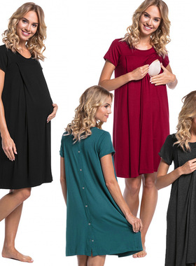 Fashion short-sleeved breastfeeding dress    短袖哺乳连衣裙