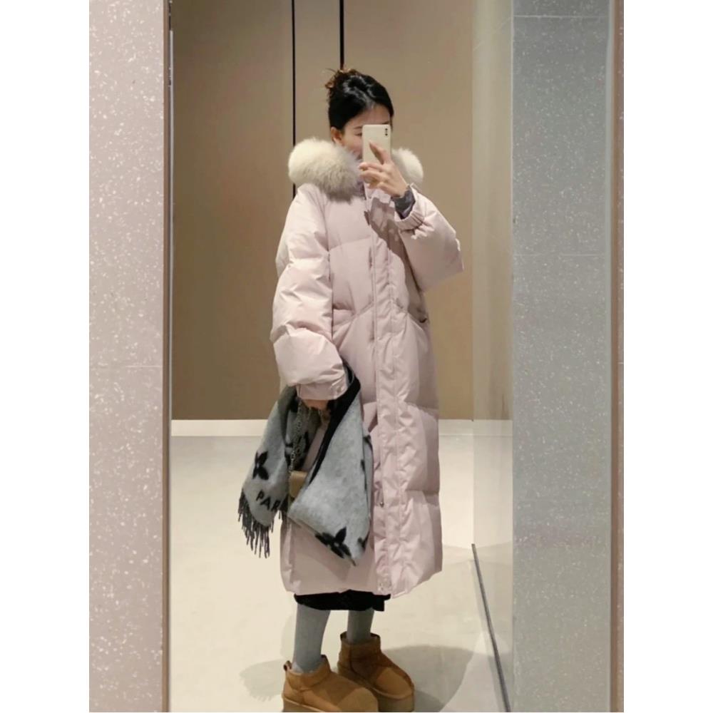 香榭颂中长款羽绒棉服女2025冬新款超好看韩系加厚大毛领棉衣外套