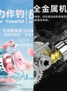 皓顿马卡龙纺车轮微物渔轮浅线杯1500S鱼轮无间隙路亚轮5.2:1