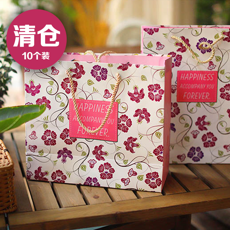 韩版礼品袋手提袋纸袋花朵包装袋购物袋定制婚庆回礼袋节日礼物袋