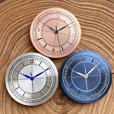 32mm表盘NH35 ETA2824 ST MIYOTA 机芯无标字面简洁十字银色表盘