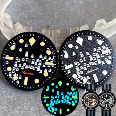 ETA2824 PT NH MIYOTA 幽灵表盘29mm白字绿夜光无标盘表配件