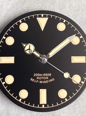 ETA2824 NH35 MIYOTA 手表表盘29mm无标复古字面碧湾系列绿夜光