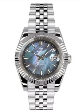 NH35A 狗牙圈日志不锈钢机械男士手表贝壳面100米防水 39mm