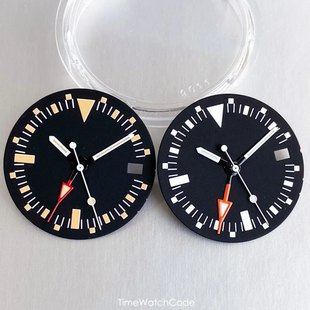探险家二代NH34手表表盘针29mm 适合NH34 gmt 橙字表盘无标字面