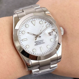 NH35光圈机械手表36mm 39mm贝母表盘闪电秒针钢带防水腕表不锈钢