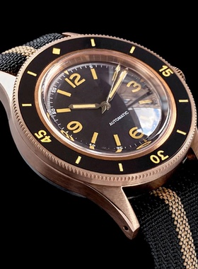 NH35 PT5000实心铜五十寻机械自动手表男生复古铜表蓝宝石潜水