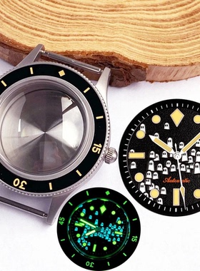 NH35 ETA2824 五十寻表壳无标幽灵系列蓝宝石表盘针配件防水配件