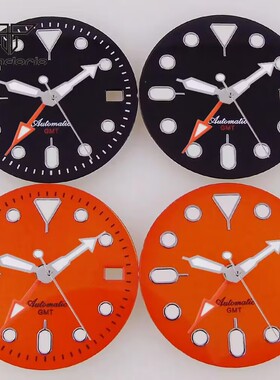表盘无标字面29mm适用于NH34 gmt 机芯黑色橙色3.8/3 点表壳