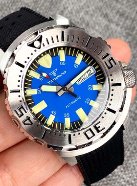 怪兽蓝色机械腕手表男NH36机芯3.8把位200米防水蓝宝石经典商务