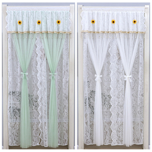 2025魔术贴伸缩杆门帘隔断帘子卧室隐私法式白色蕾丝纱挂帘高级感