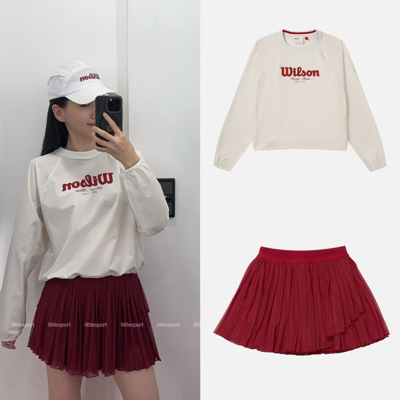 支持鉴定wilson威尔胜女子网球卫衣长袖短裙运动保暖舒适套装