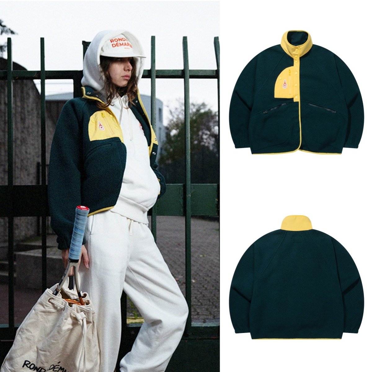 Rond&Demarrer女网球外套全扣羊羔绒保暖上衣215｜韩国直邮,运动/瑜伽/健身/球迷用品,网球上装,淘宝优惠券,粉丝福利购,淘宝优惠卷